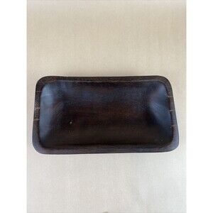 West Elm Rectangle Wooden Sushi Plates Dessert Dish Plate Dark Brown